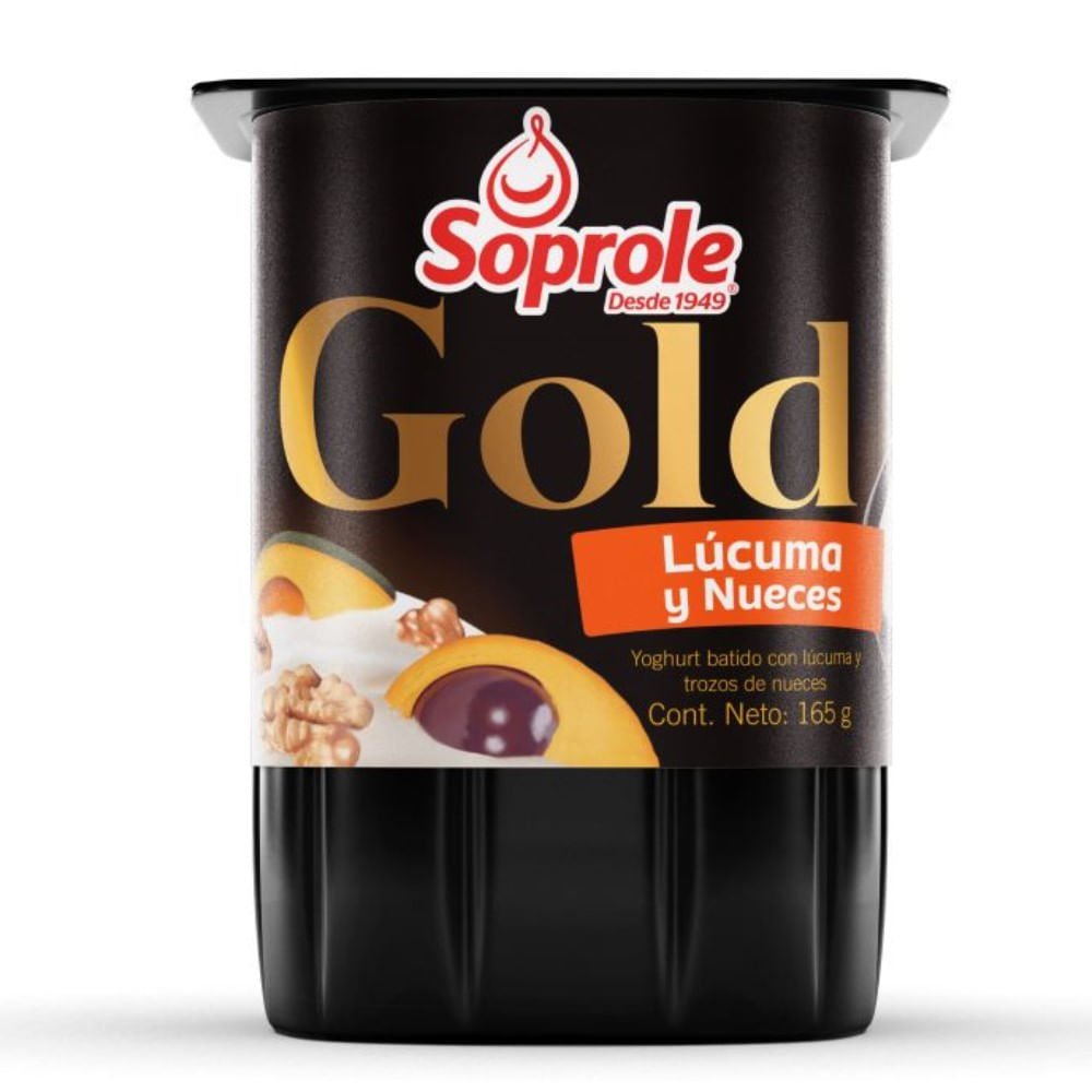 Yoghurt Soprole Gold trozos de fruta lúcuma y nuez pote 165 g