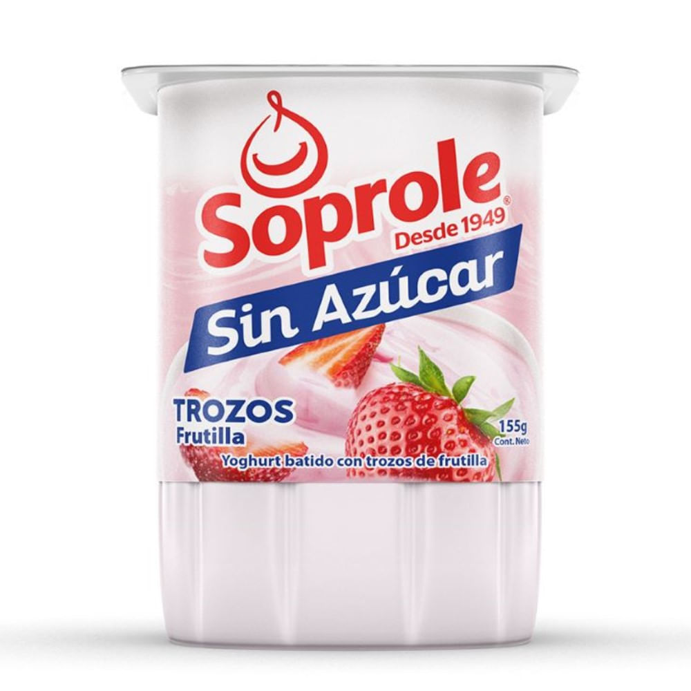 Yoghurt Soprole sin azúcar trozos frutilla 155 g