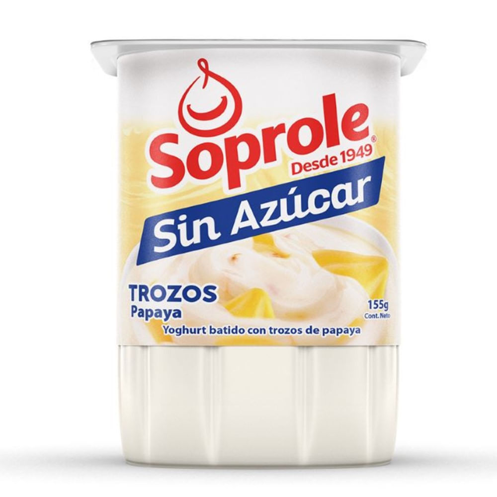 Yoghurt Soprole sin azúcar trozos papaya 155 g