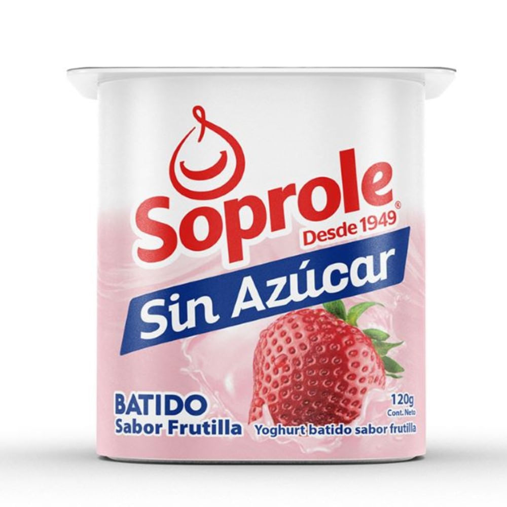 Yoghurt Soprole sin azúcar frutilla pote 120 g