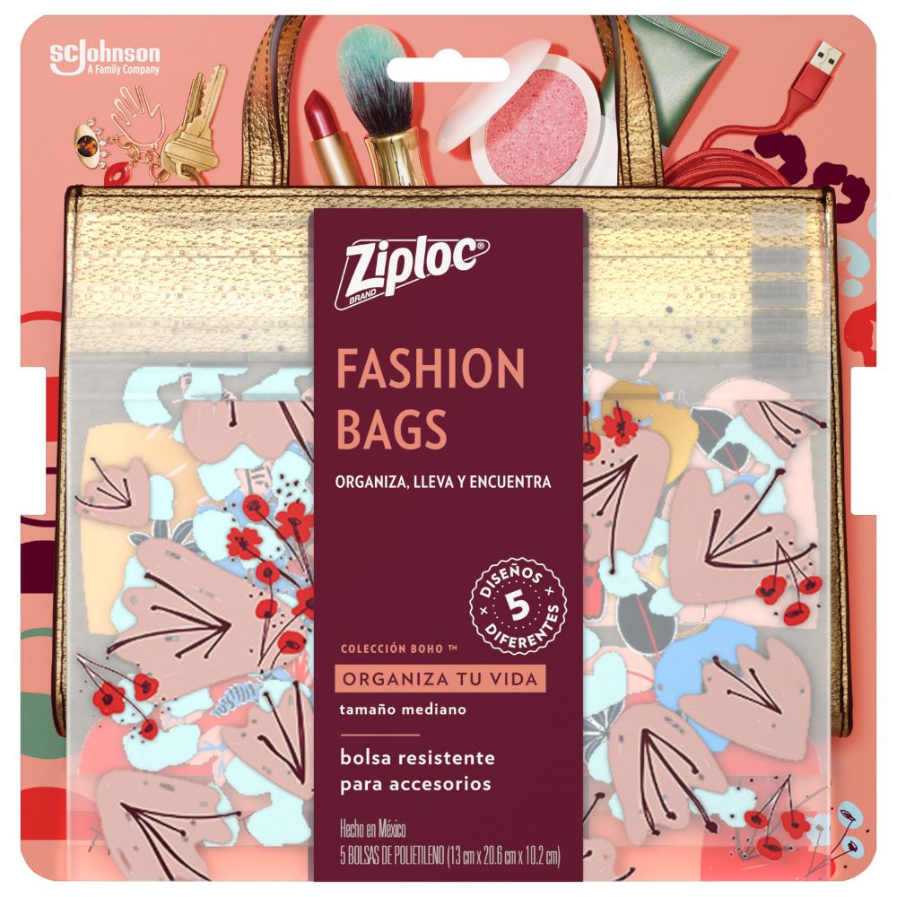 Bolsa Ziploc fashion bags colección boho mediana 5 un