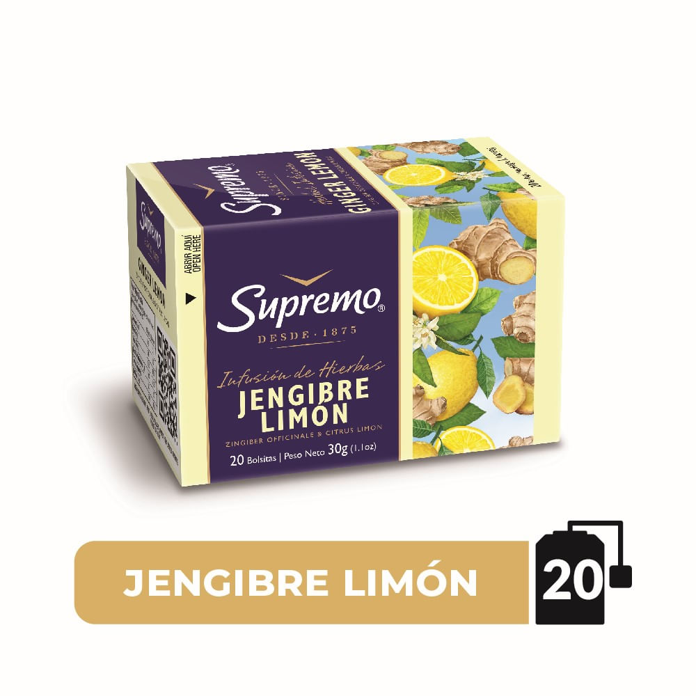 Hierbas Supremo jengibre limón 20 bolsitas