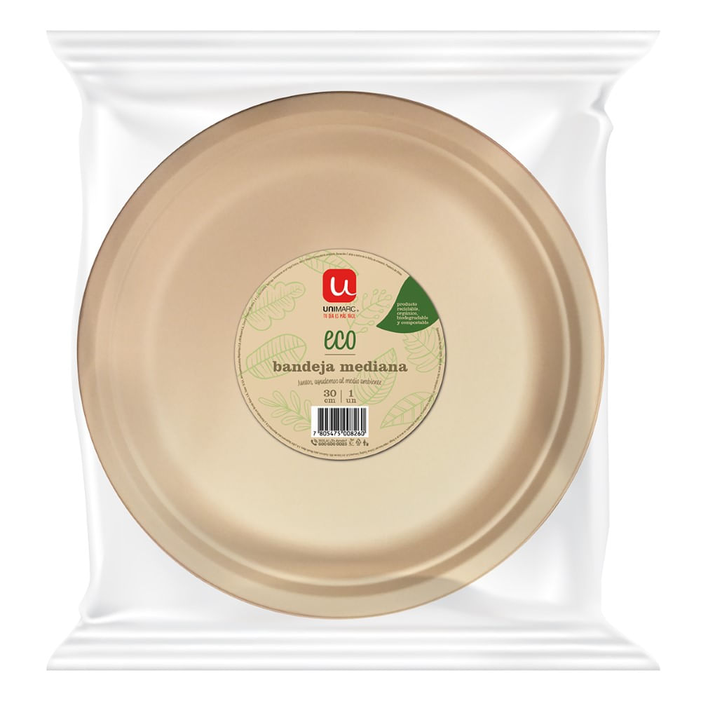 Bandeja Unimarc eco redonda 30 cm 1 un