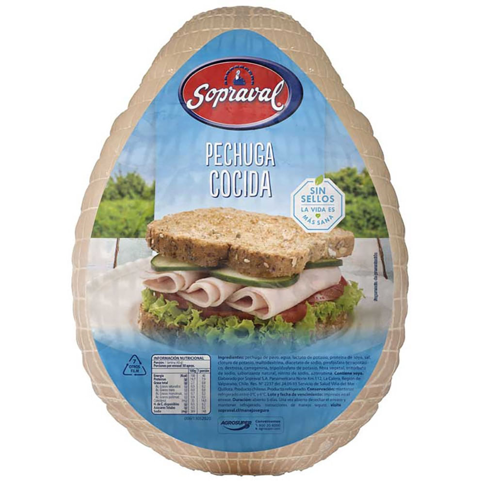 Pechuga de pavo cocida Sopraval granel 100 g