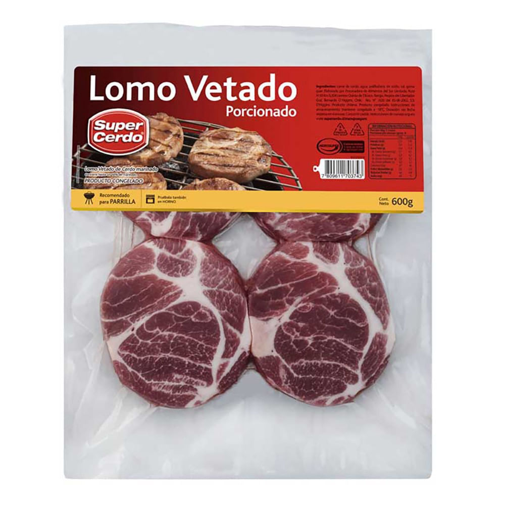 Lomo Vetado Congelado Vacio Super Cerdo 600Gr