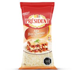 Queso rallado President mix tres quesos emmental gauda y mozzarella 200 g