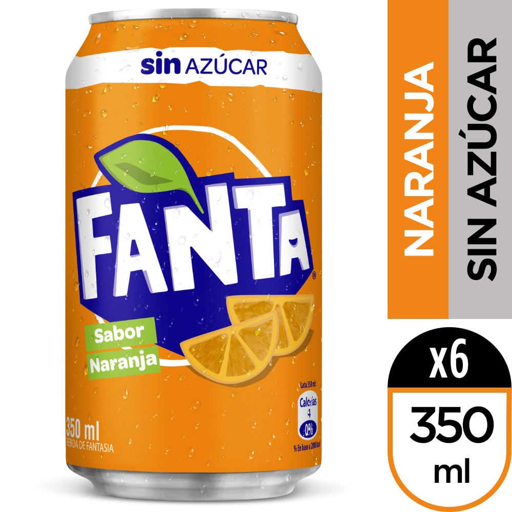 Pack Bebida Fanta sin azúcar lata 6 un de 350 ml