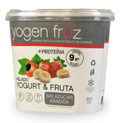 Helado Yogen Fruz proteina plátano frutilla y guaraná 800 ml