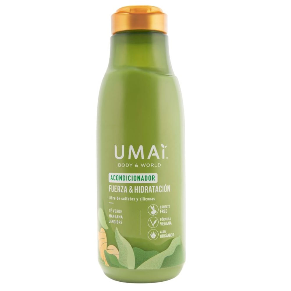 Acondicionador Umai fuerza e hidratación té verde-manzana-jengibre 385 ml