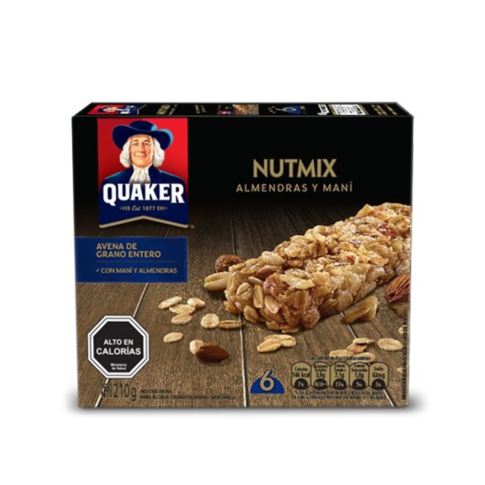Pack barra cereal Quaker Nutmix almendra y maní 6 un de 35 g
