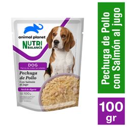 Alimento húmedo perro Animal Planet pechuga de pollo con salmón al jugo doypack 100 g