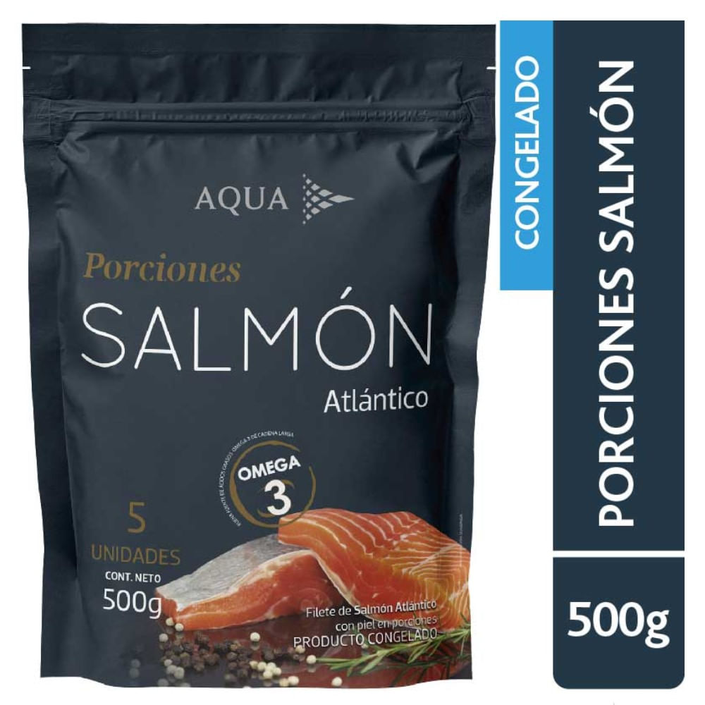 Filete de salmón atlántico Aqua Chile con piel trozo congelado 500 g