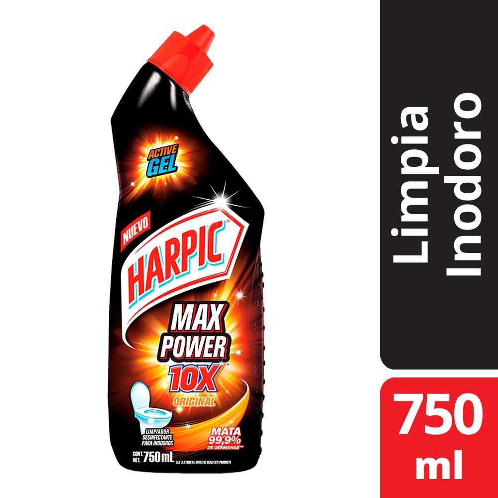 Gel limpiador Harpic desinfectante para inodoros max power original 750 ml