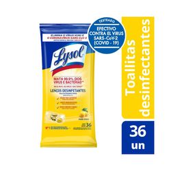 Toallitas desinfectantes Lysol biodegradables citrus 36 un