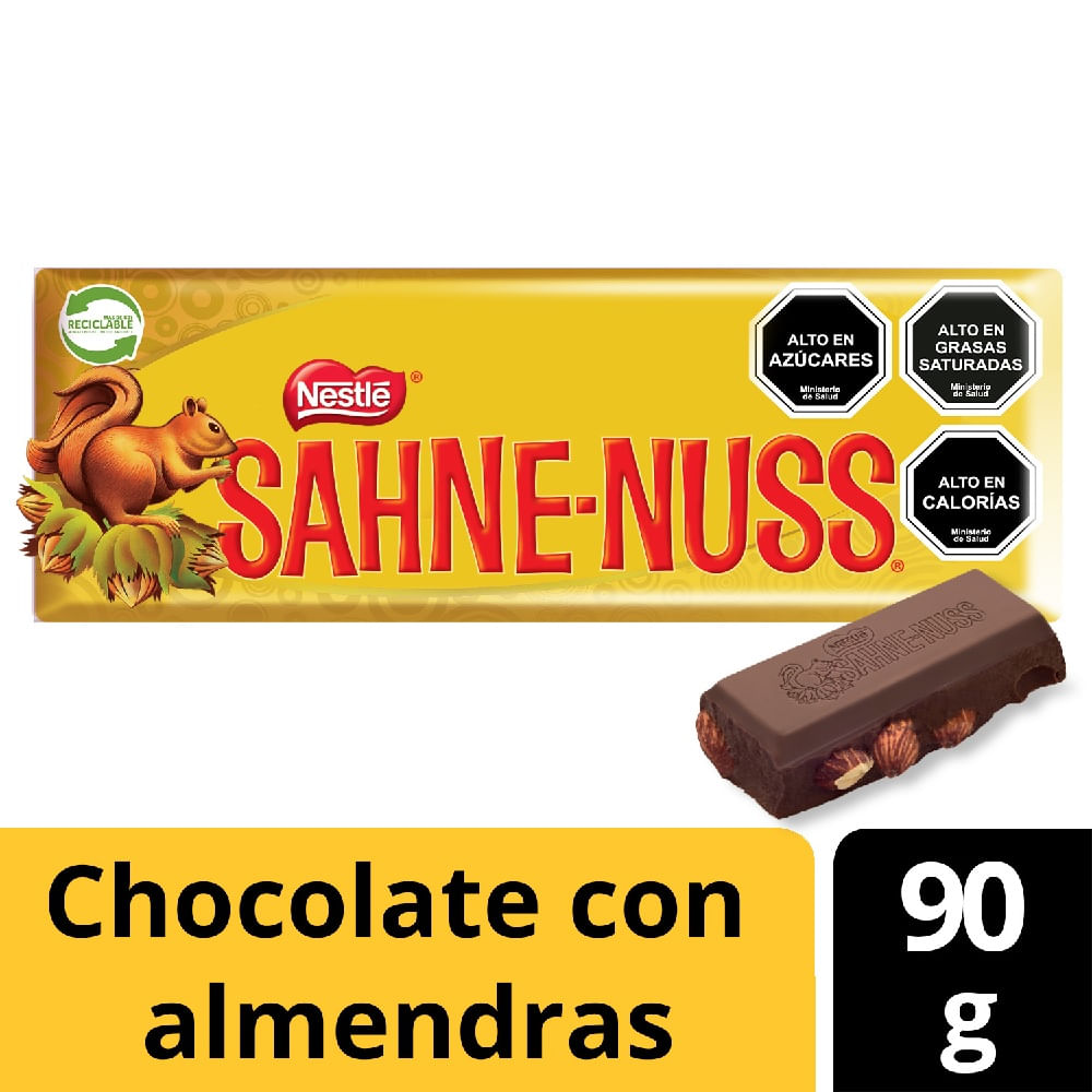 Chocolate de leche Sahne Nuss con almendras 90 g