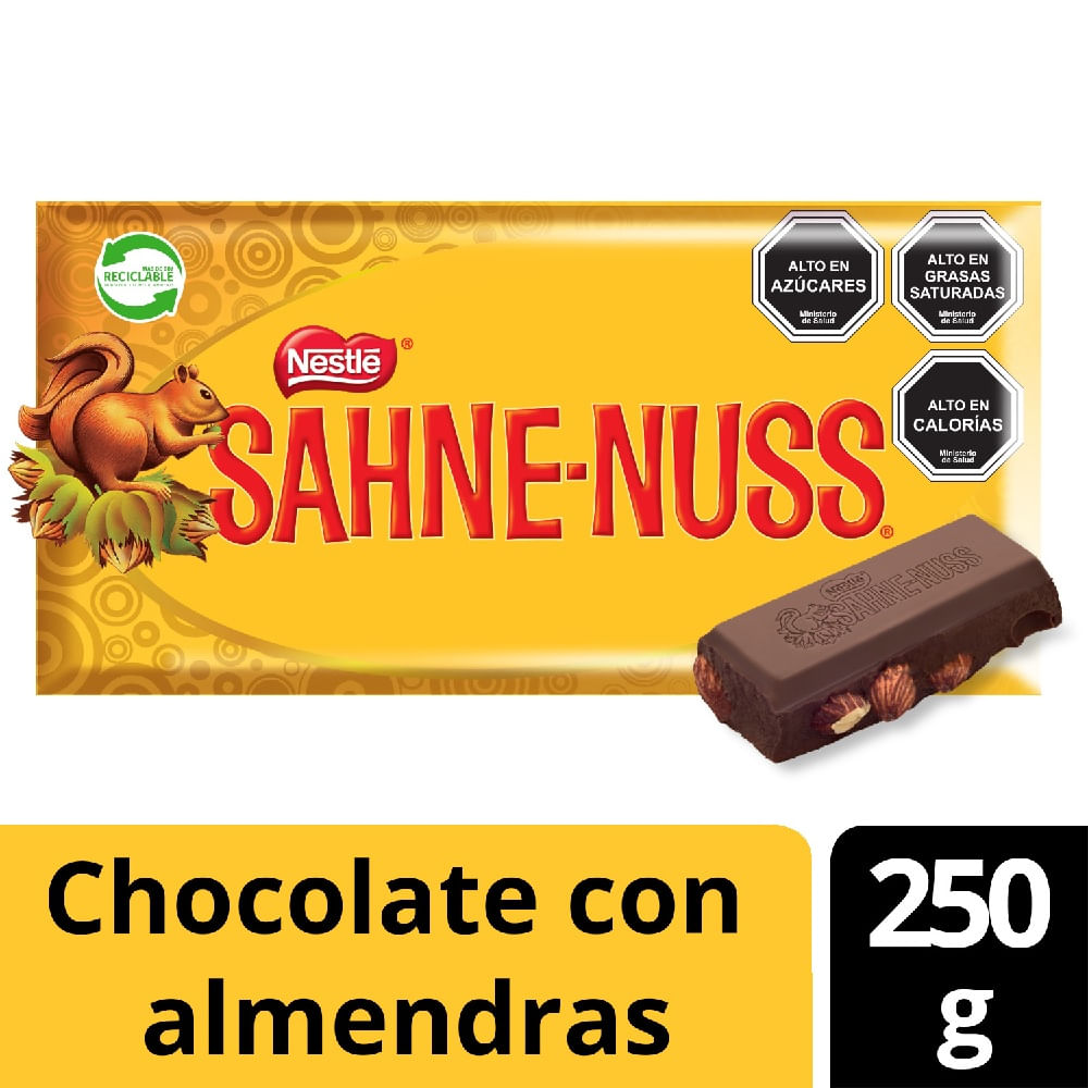 Chocolate Sahne Nuss con almendras 250 g
