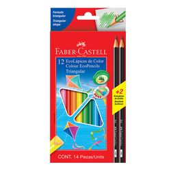 Lápices de colores Faber Castell triangulares 12 un + 2 lápiz grafito
