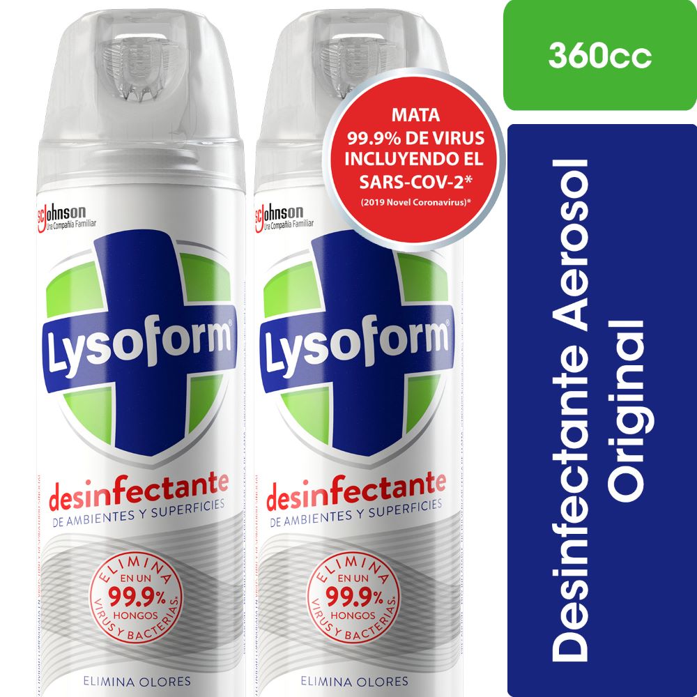 Pack Desinfectante de ambiente y superficies Lysoform original 2 un de 360 ml