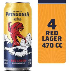 Pack cerveza Patagonia austral red lager lata 4 un de 470 cc