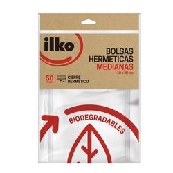 Bolsa hermética Ilko reutilizable colación 18 cm x 20 cm 50 un