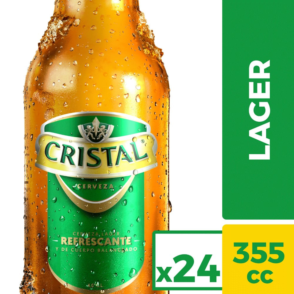 Cerveza Cristal botella 24 un de 355 cc