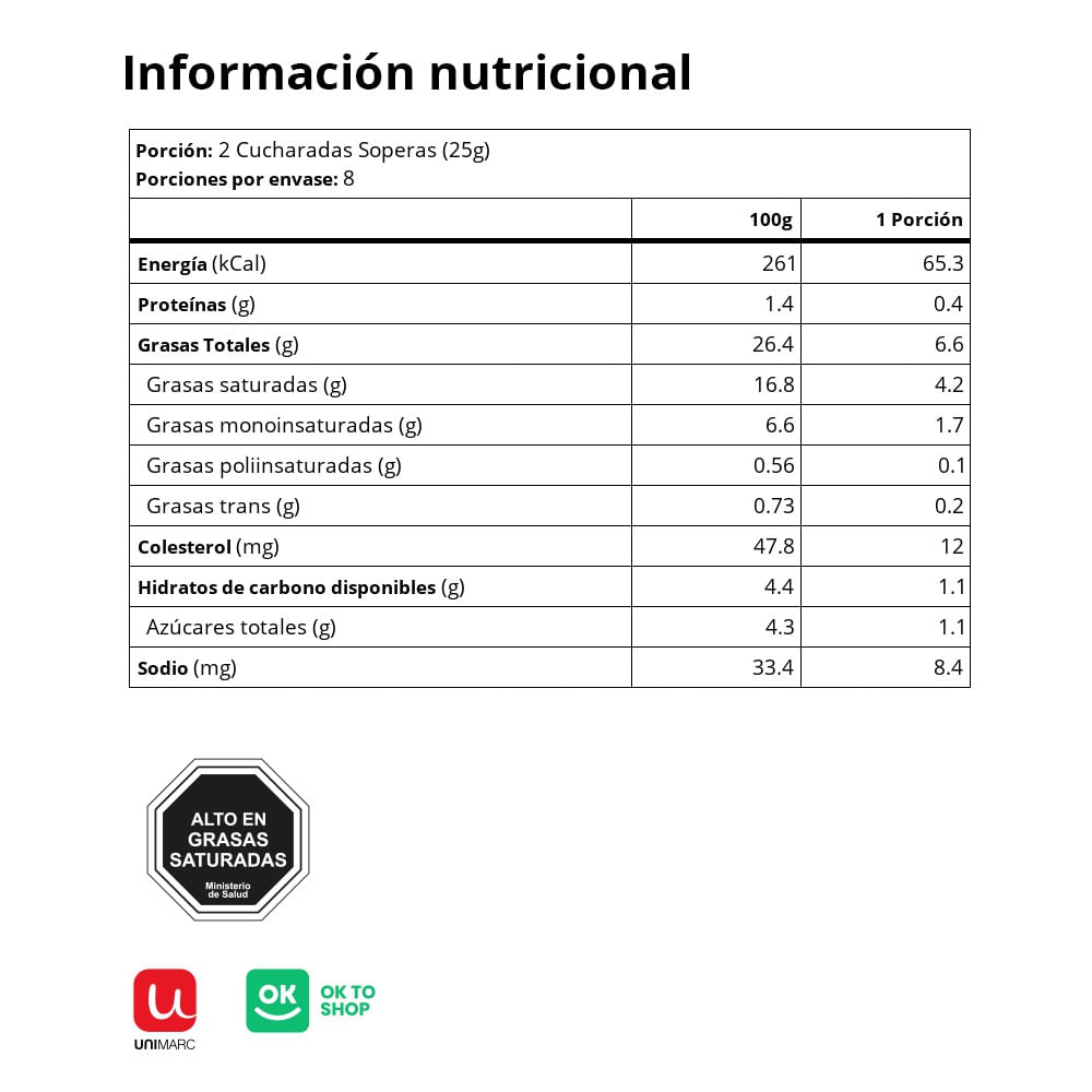 Crema de leche Soprole natural larga vida 200 ml