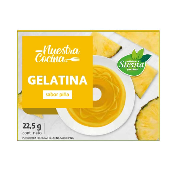 Gelatina Nuestra Cocina con stevia sabor piña 22.5 g