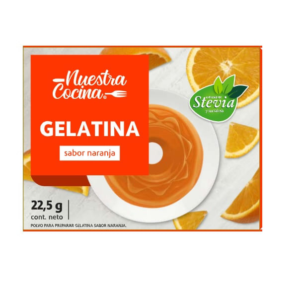 Gelatina Nuestra Cocina con stevia sabor naranja 22.5 g
