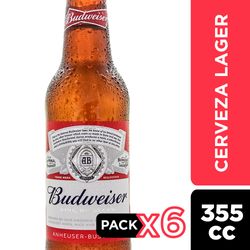 Pack Cerveza Budweiser botella 6 un de 355 cc