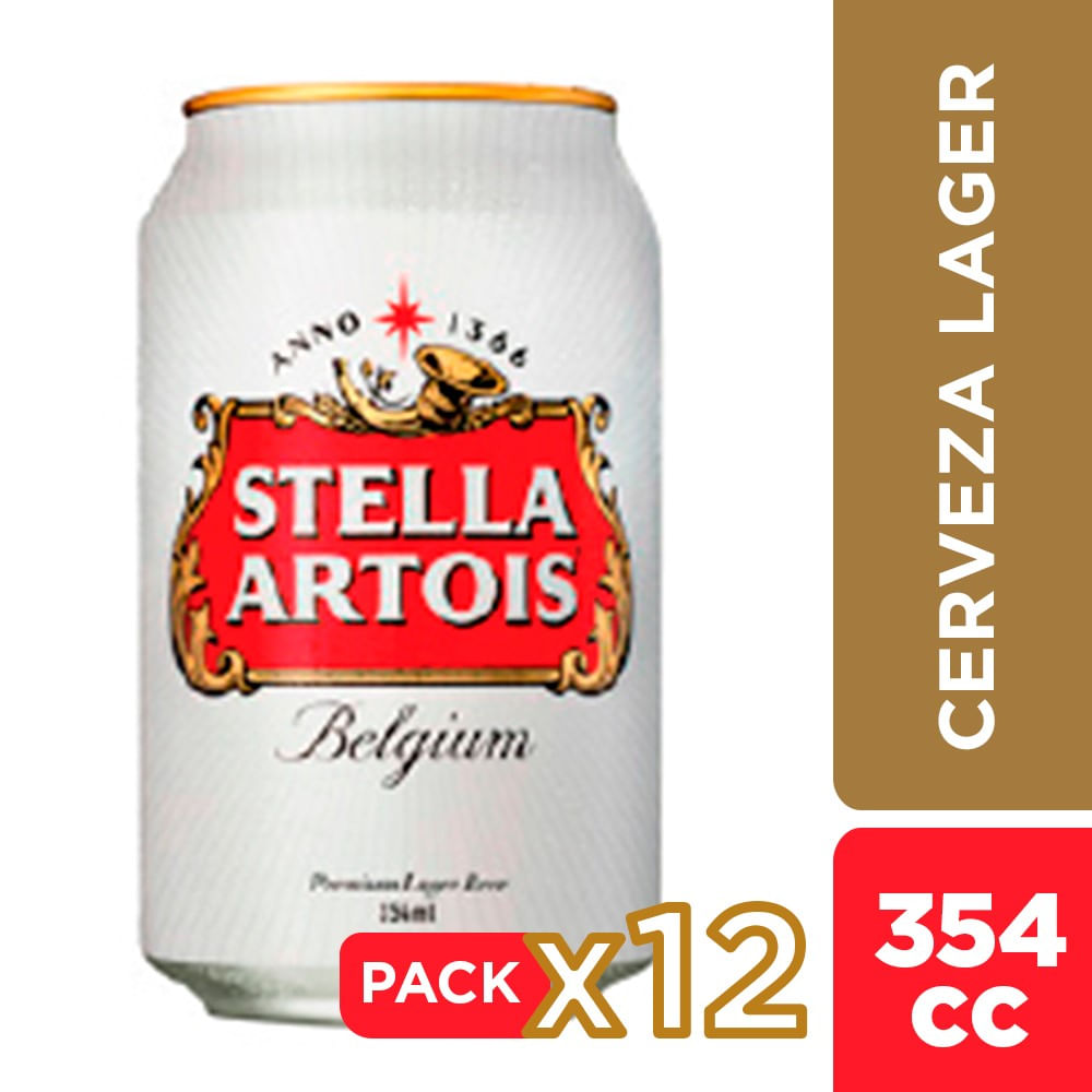 Pack Cerveza Stella Artois lata 12 un de 354 cc