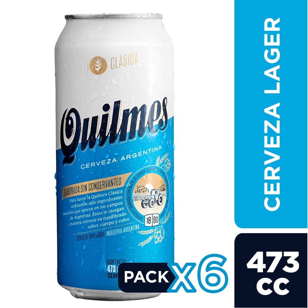 Pack Cerveza Quilmes clásica lata 6 un de 473 cc
