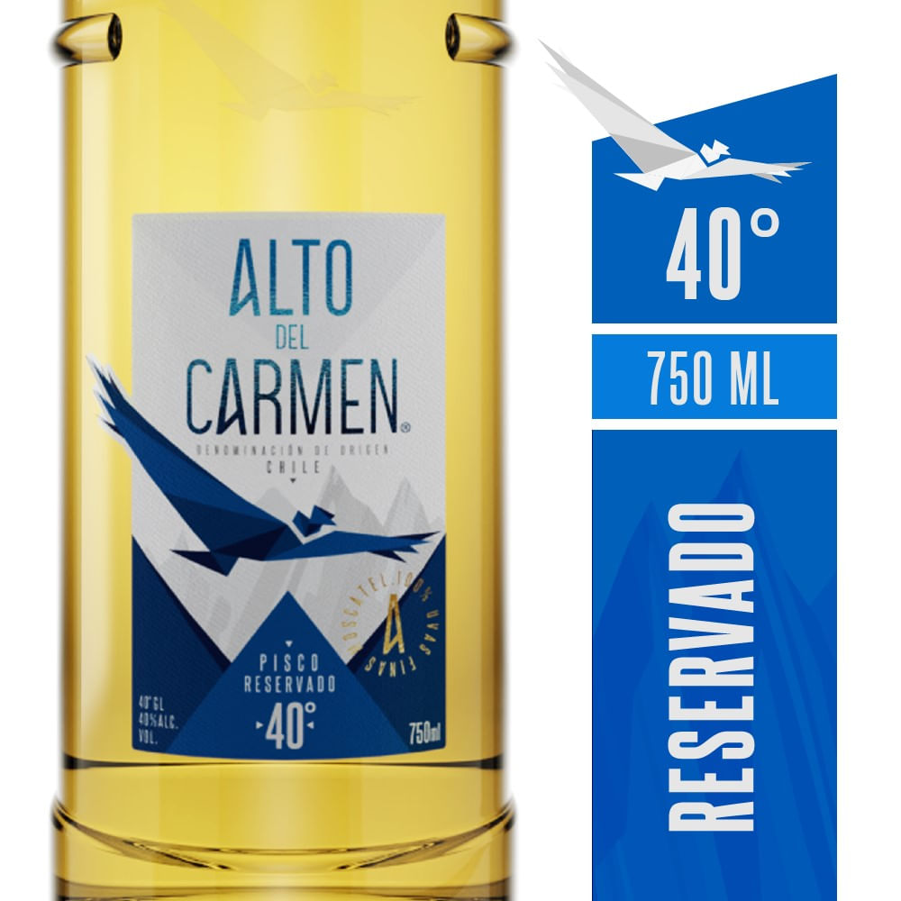 Pisco Alto del Carmen reservado 40° botella 750 cc