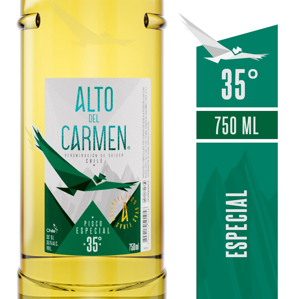 Pisco Alto del Carmen especial 35° botella 750 cc