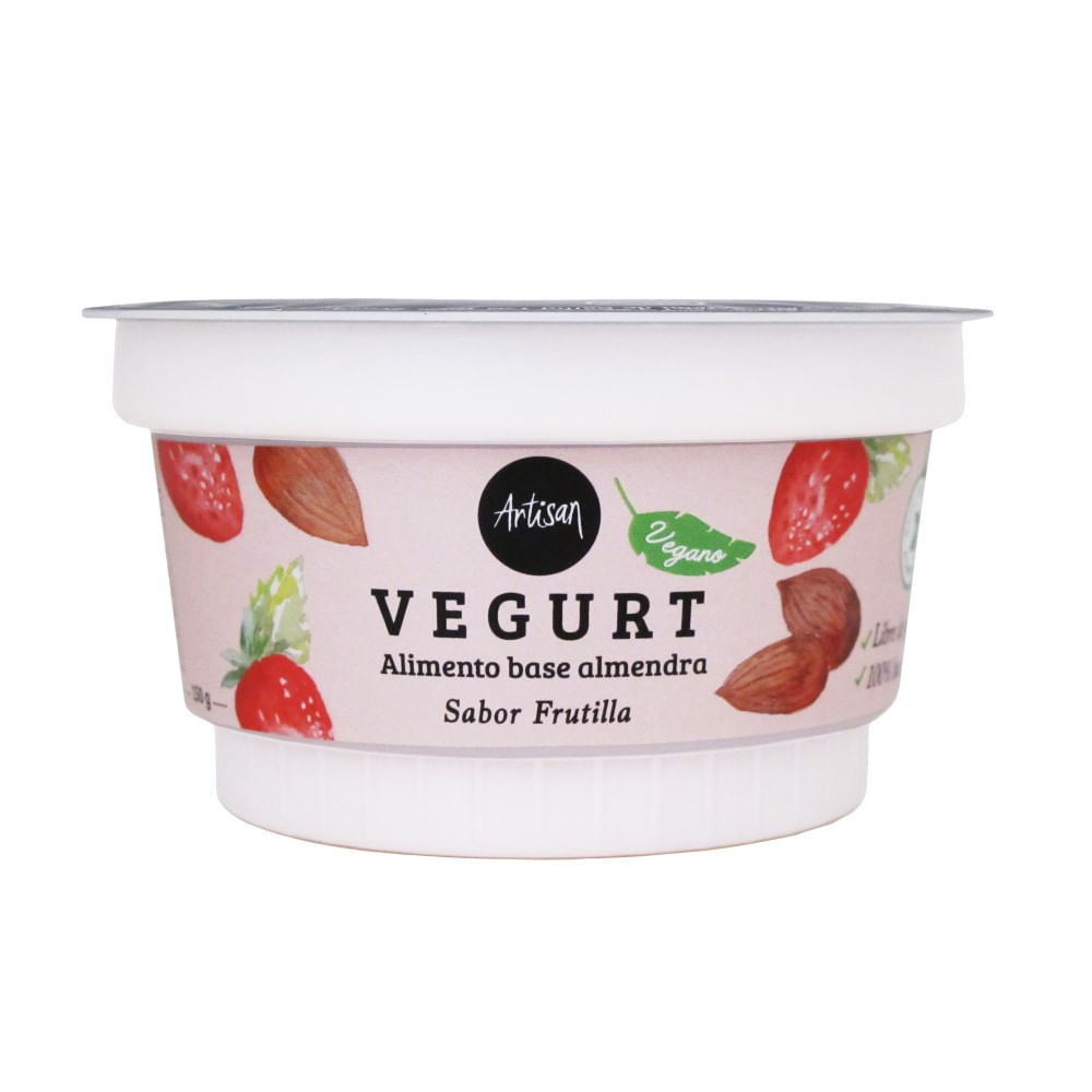 Alimento base de almendra Vegurt Artisan frutilla pote 150 g