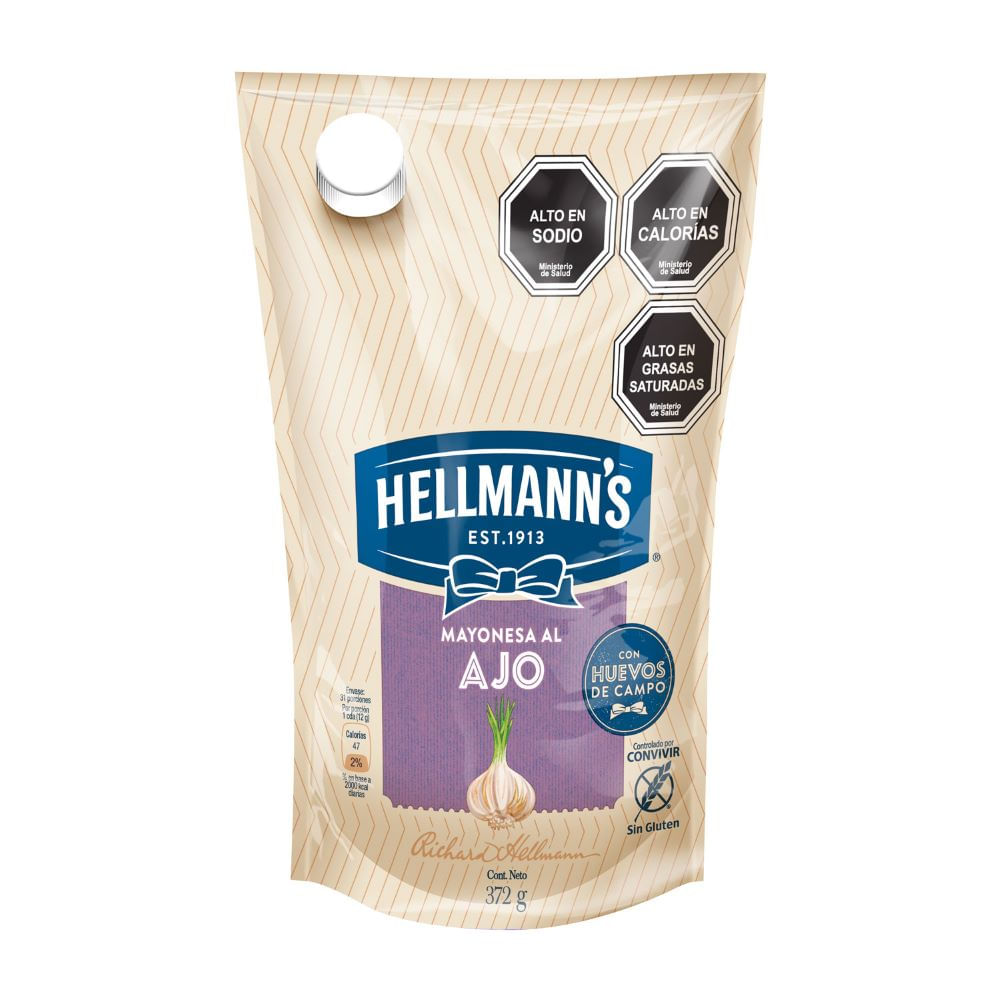 Mayonesa al ajo Hellmann's doy pack 372 g