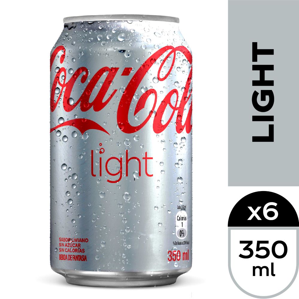 Pack Bebida Coca Cola light lata 6 un de 350 ml