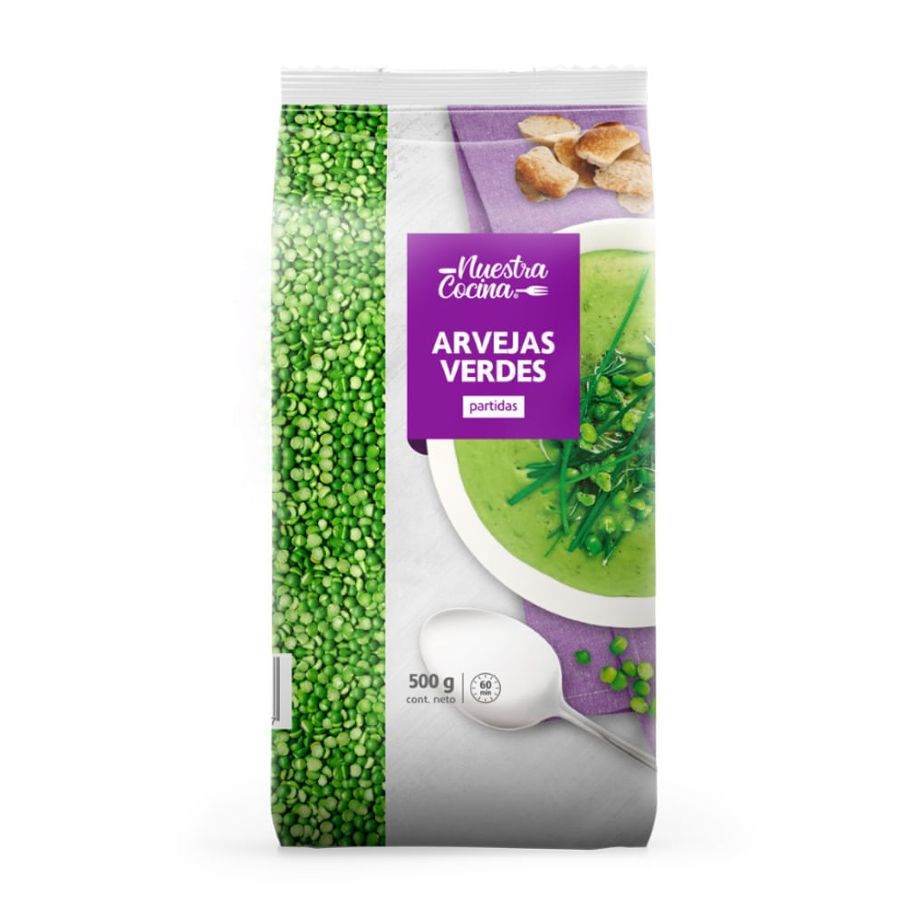Arvejas verdes Nuestra Cocina partidas bolsa 500 g