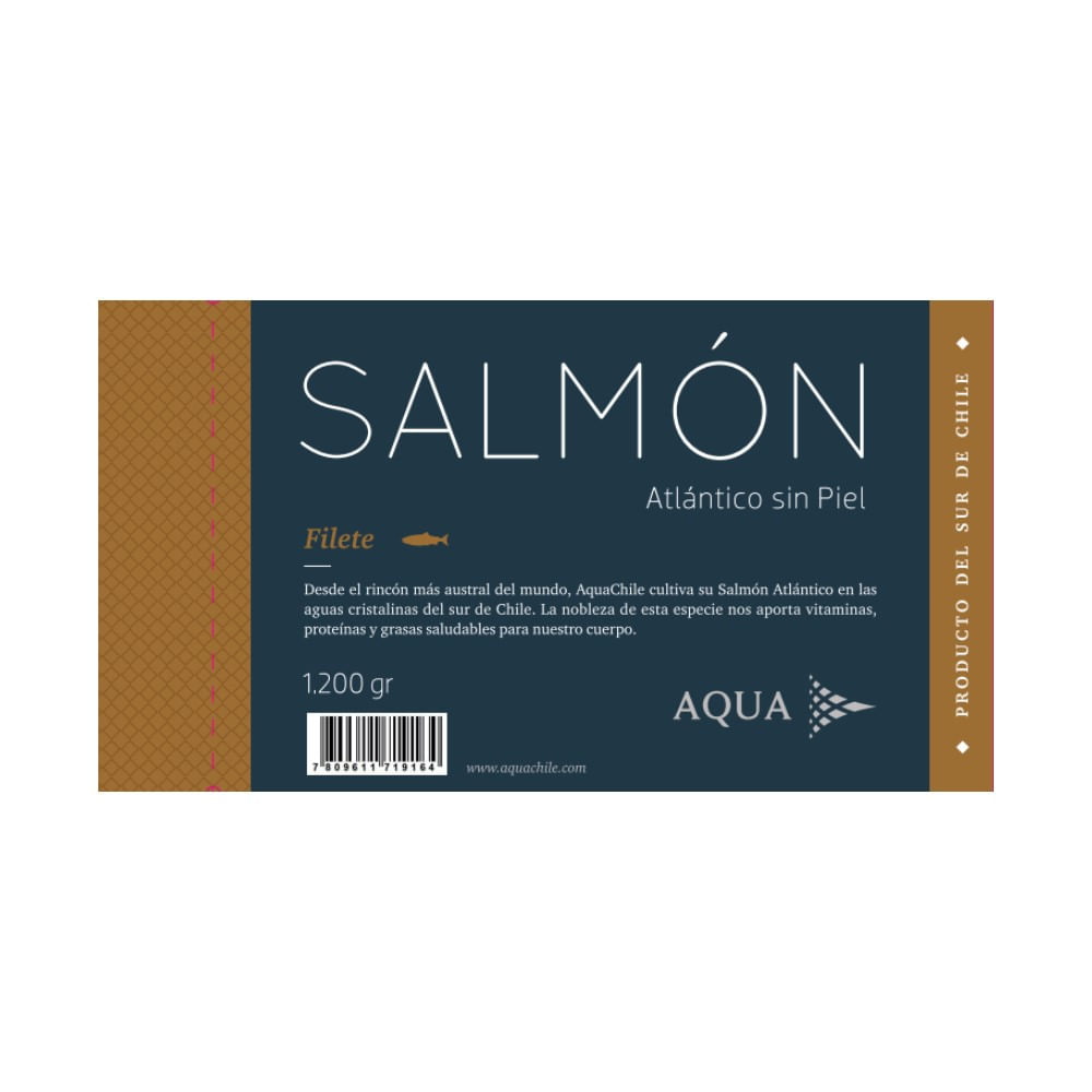 Filete salmón atlántico Aqua sin piel 1.2 Kg
