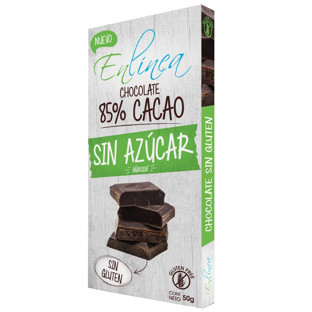 Chocolate En Línea sin azúcar 85% cacao 50 g