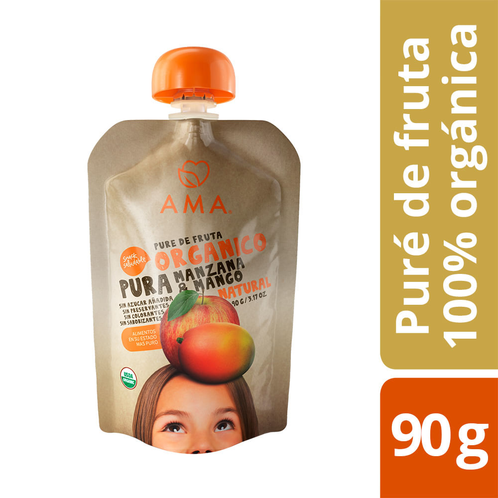 Puré de Frutas orgánico Ama mango Squeeze 90 g