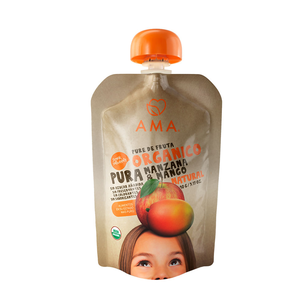Puré de Frutas orgánico Ama mango Squeeze 90 g