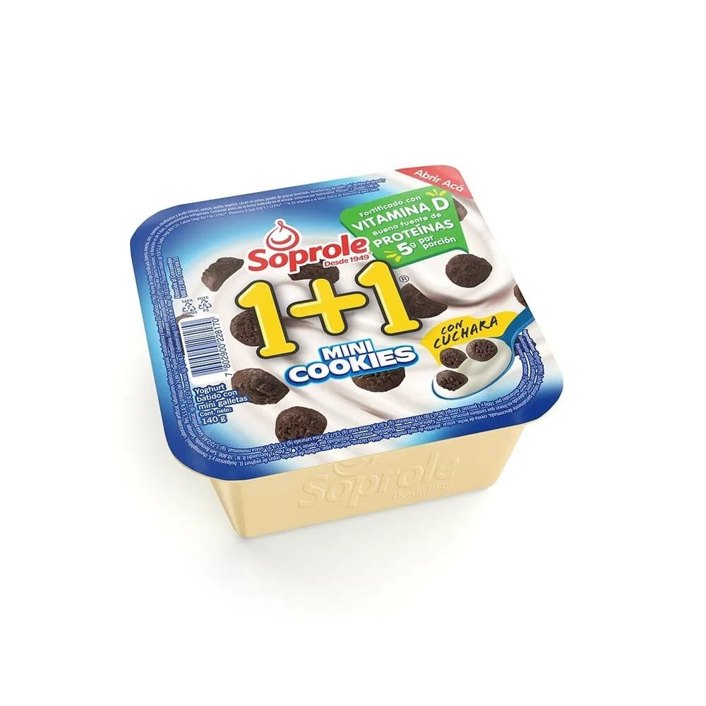 Yoghurt con cereal Soprole 1+1 mini cookies 140 g Yoghurt con cereal Soprole 1+1 mini cookies 140 g