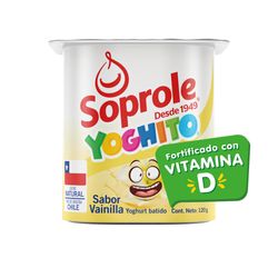 Yoghurt batido Soprole Yoghito sabor vainilla pote 120 g