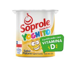 Yoghurt batido Soprole Yoghito sabor plátano pote 120 g