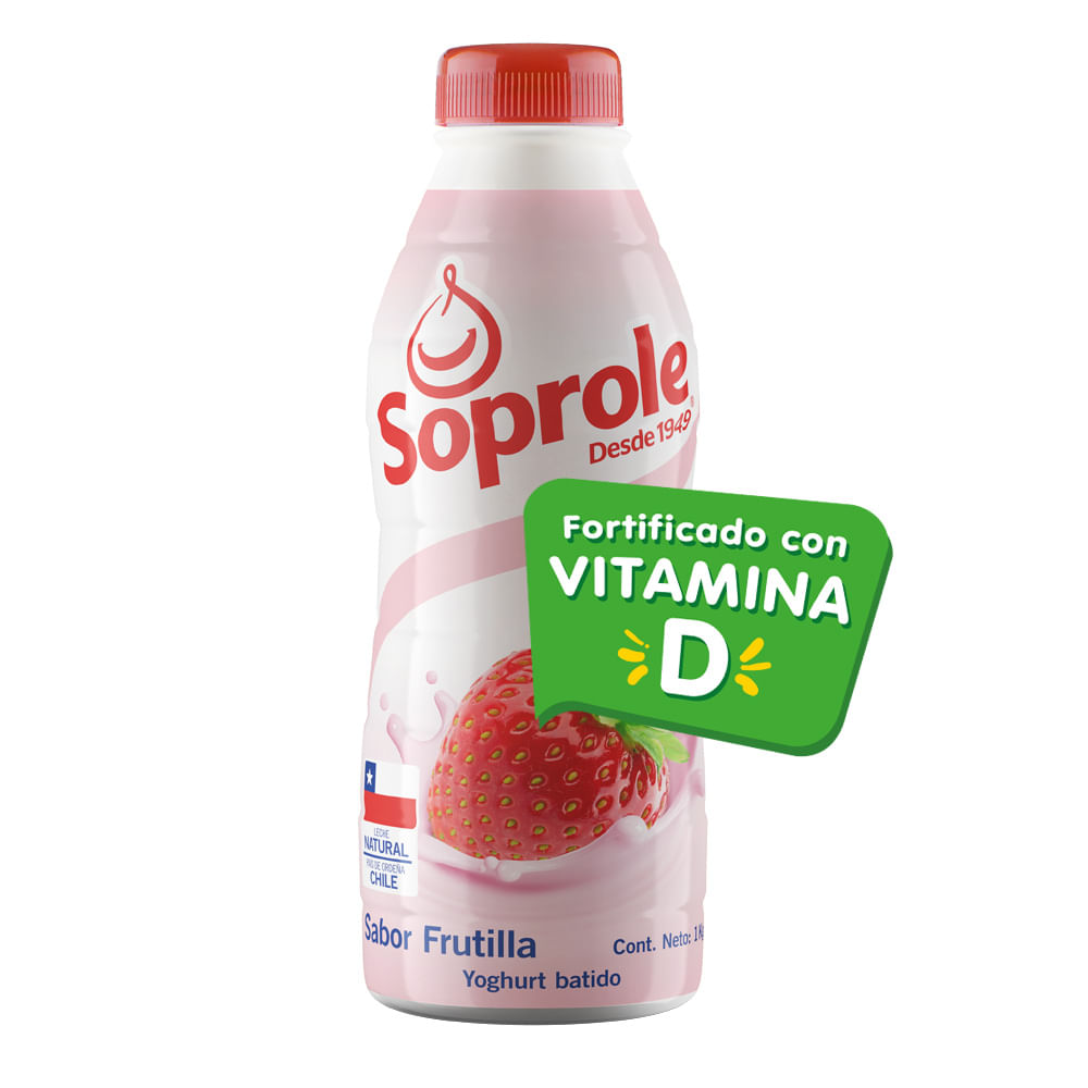 Yoghurt batido Soprole frutilla botella 1 L