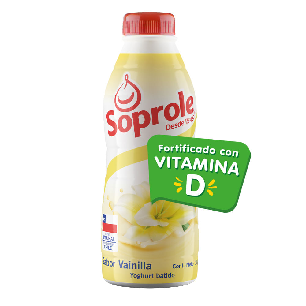 Yoghurt batido Soprole vainilla botella 1 L