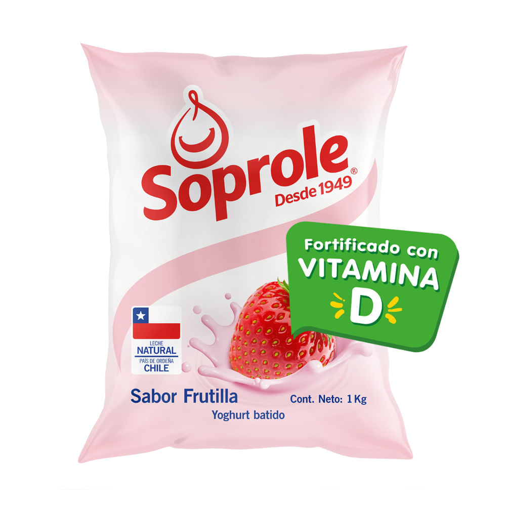 Yoghurt batido Soprole frutilla bolsa 1 Kg