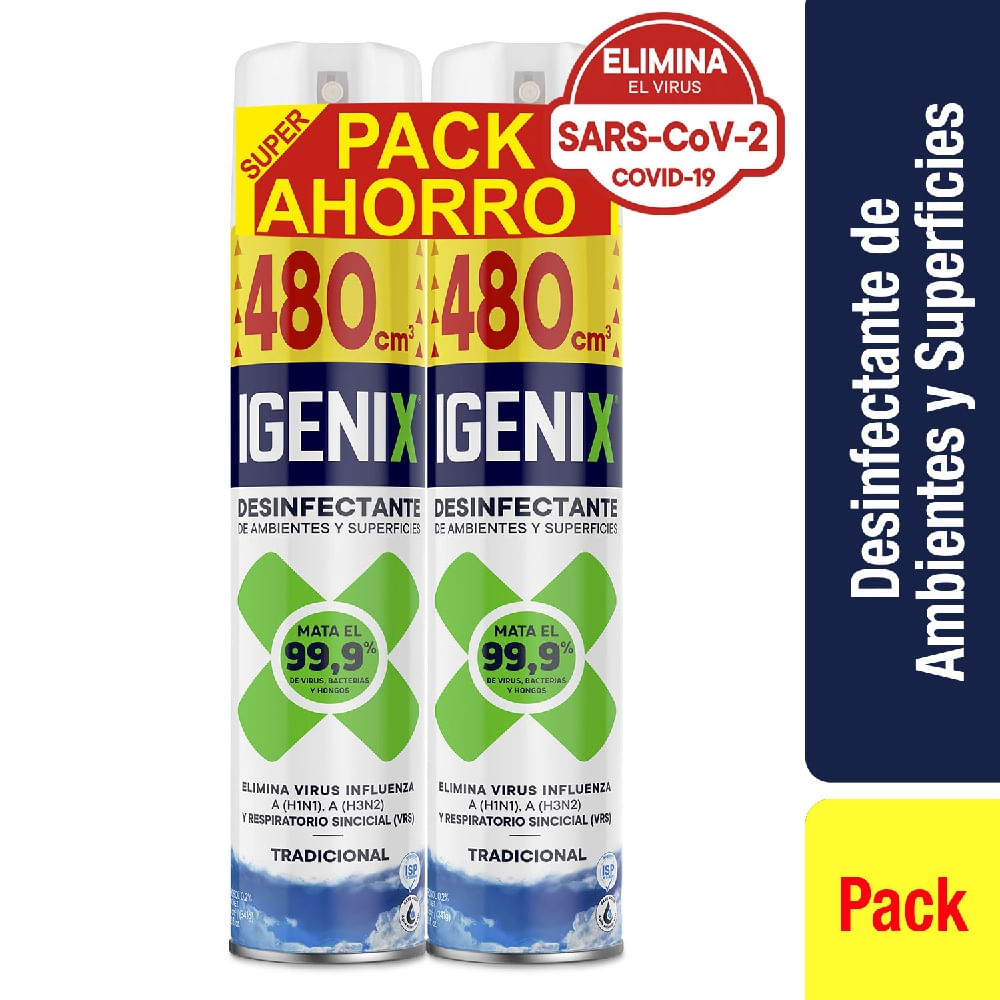 Pack Desinfectante en aerosol Igenix tradicional 2 un de 480 ml