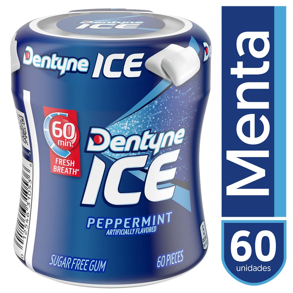 Chicle Dentyne menta sin azúcar botella 60 un