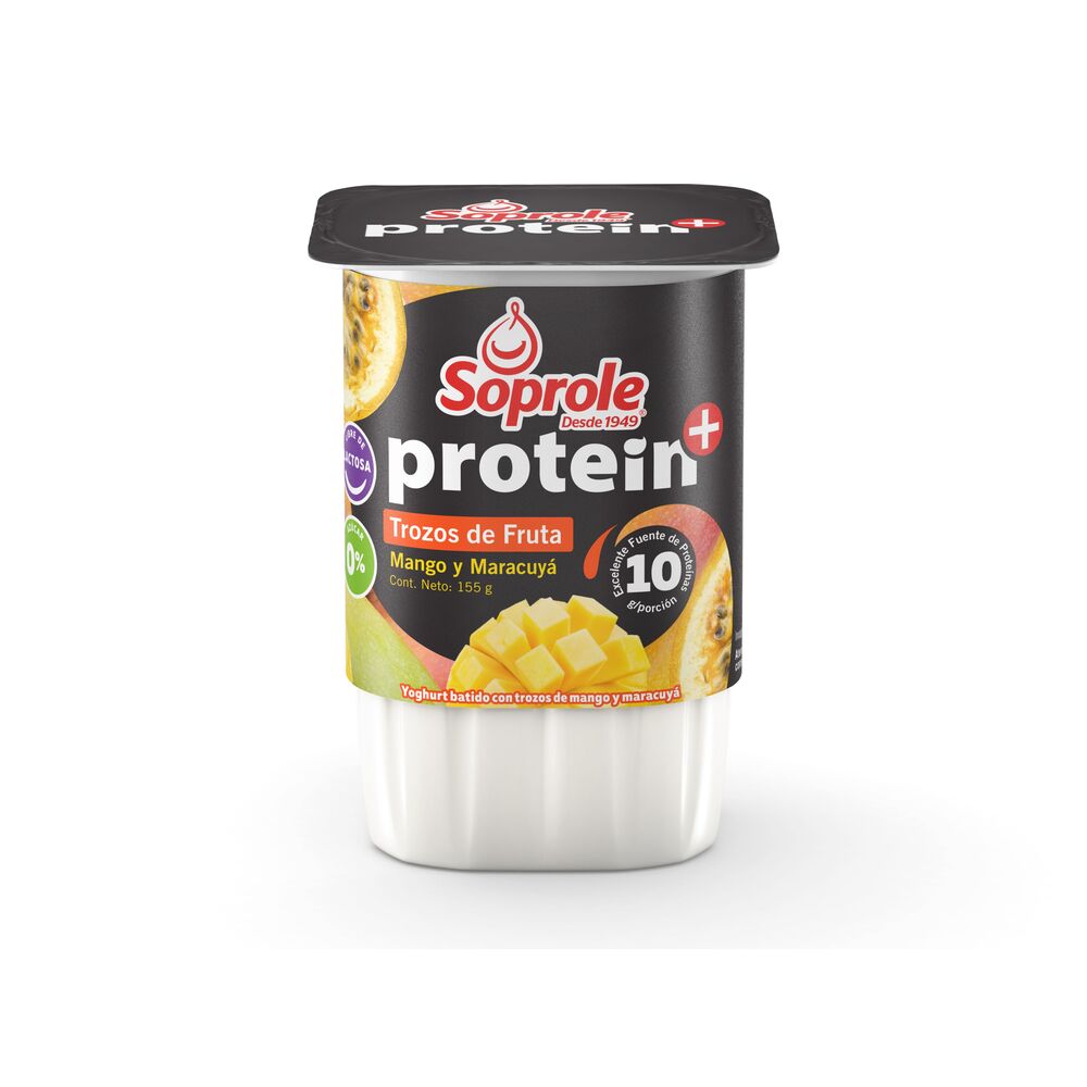 Yoghurt Soprole Protein+ mango maracuyá con trozos de fruta pote 155 g